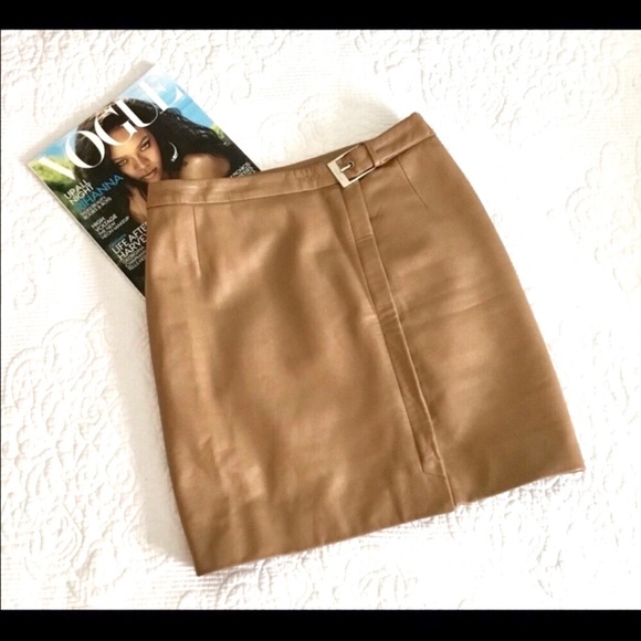 Trussardi Caramel Lambskin Leather Skirt - Picture 1 of 6